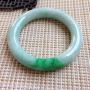 天然翡翠A货糯种飘绿完美圆条手镯