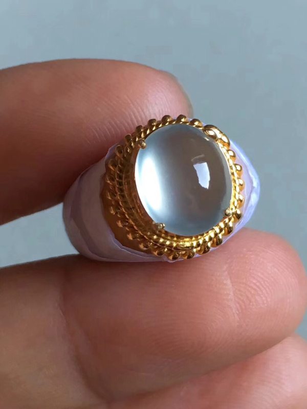 老坑玻璃种起荧光 缅甸天然翡翠戒指10.4-9-5mm图6