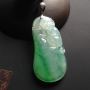 冰种飘翠灵猴福瓜 翡翠挂件 尺寸49-24-9mm