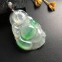 冰种飘翠布袋佛 佛翡翠吊坠 尺寸42-29-5毫米