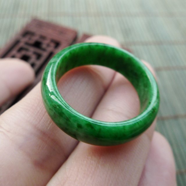 19*6.5*3mm冰油種飄綠花戒指 緬甸天然翡翠戒指圖10