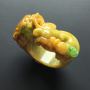 细糯种黄加绿翡翠貔貅扳指