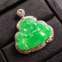 冰糯阳绿翡翠吊坠 裸石尺寸：21*26整体尺寸：33*30*8