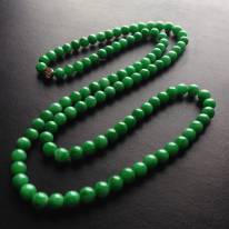 冰种阳绿 天然翡翠项链 单颗尺寸7.5毫米