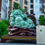 飘花满绿翡翠A货 笑口常开笑佛摆件