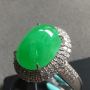 冰种阳绿 翡翠戒指 18Ｋ金镶嵌钻石