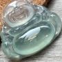 冰种晴水翡翠吊坠 尺寸:27.8*31.3*6.2mm完美无裂纹