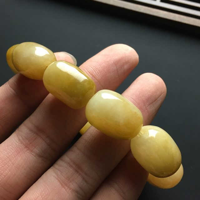 黄翡天然翡翠桶珠手链20-14毫米图6