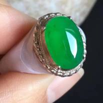 12.5-8.7-4.4mm老坑冰种 正阳绿色 缅甸天然翡翠戒指