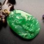冰种阳绿 翡翠吊坠 尺寸: 50.5-36-8.5mm