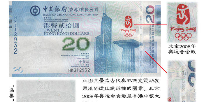 香港澳门奥运纪念钞 四连体套装