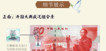 建国50周年纪念钞细节图展示