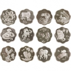 1998-2009年十二生肖1盎司本色银质纪念币大全套