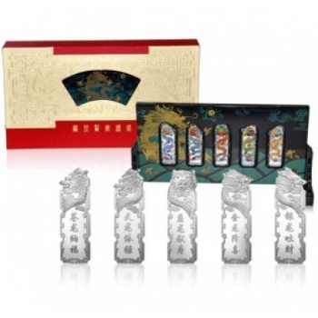 寶泉錢幣 《福祿壽喜財(cái)》2012龍年賀歲彩色銀條200克套裝