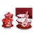 红釉珐琅瓷餐具 鸳鸯戏水