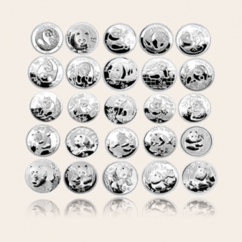2007年中国熊猫金币发行25周年1/4盎司*25本银套币