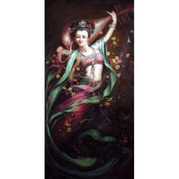 手繪裝飾油畫客廳玄關(guān) 現(xiàn)代有框畫 佛教人物 敦煌飛仙