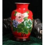 醴陵陶瓷台面牡丹花瓶 花开富贵