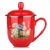 千红窑花开富贵创意带盖水杯醴陵红瓷陶瓷杯
