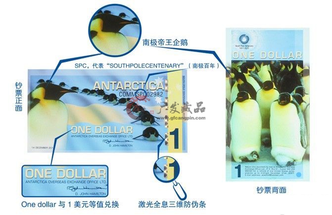 南极100周年企鹅塑料钞15连体