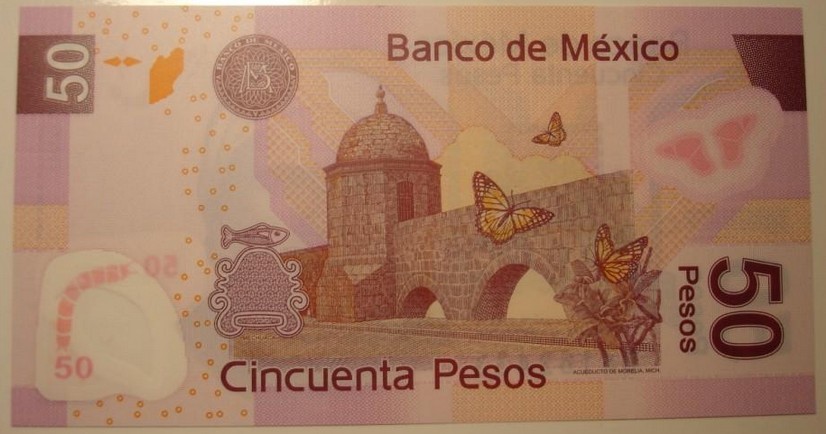 墨西哥60连体50比索整版塑料纪念钞 