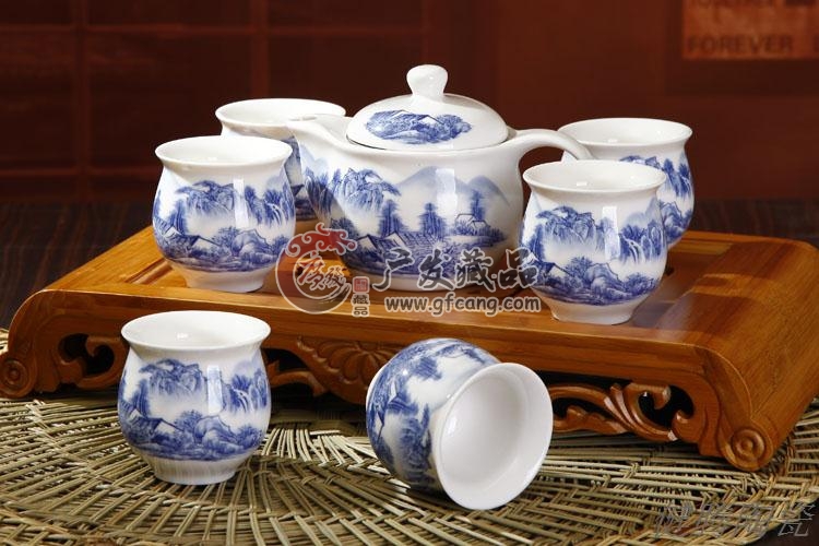 景德镇陶瓷茶具 7头功夫双层茶具套装