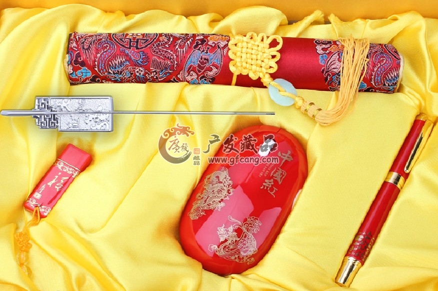 中国红瓷 商务办公用品办公五套件