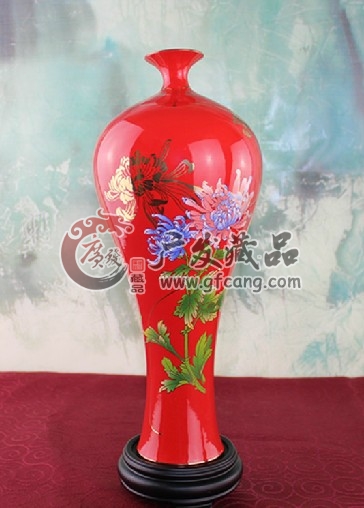 醴陵中国红瓷花瓶美人瓶