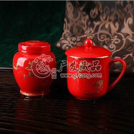 醴陵红瓷茶杯