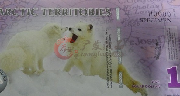 北极币1元塑料钞 北极熊纪念钞