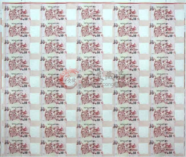新加坡$10 45连体整版塑料钞