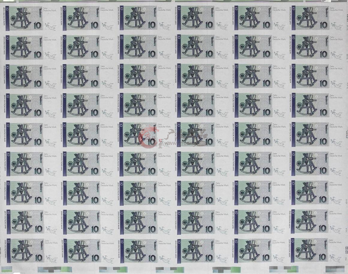 联邦德国1999版10 Deutsche Mark 54连体整版钞