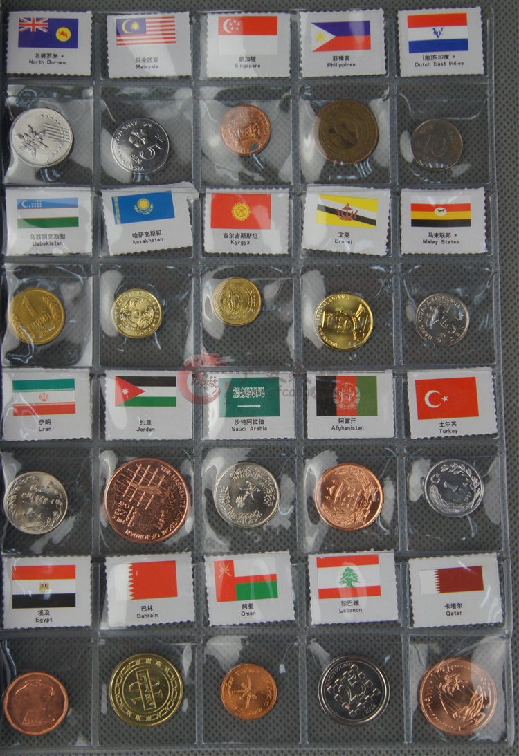 外国钱币－世界百国硬币100国硬币带册 送定位册带国旗