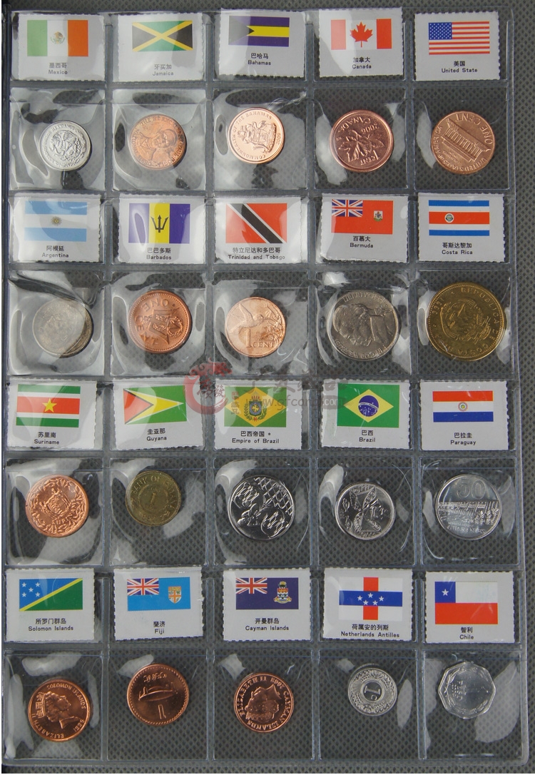 外国钱币－世界百国硬币100国硬币带册 送定位册带国旗