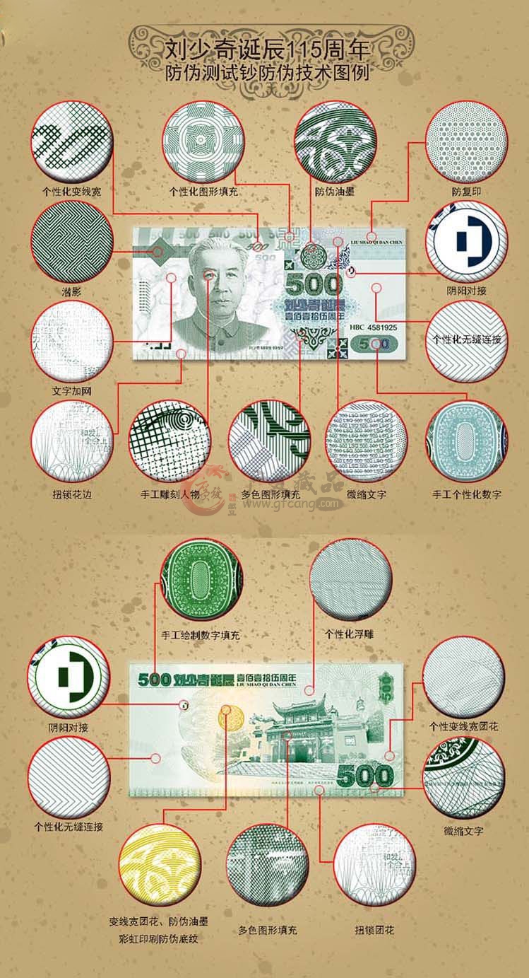 刘少奇 测试钞/纪念券 诞辰115周年纪念