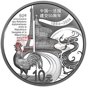 中国-法国建交50周年1/4盎司金银纪念币发行