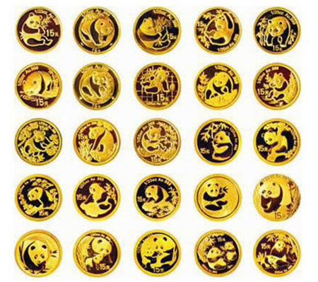 中国熊猫金币发行25周年1/25盎司纪念金币