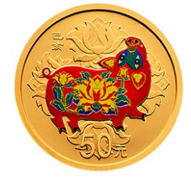 鉴赏2019中国己亥（猪）年3克圆形彩色金币