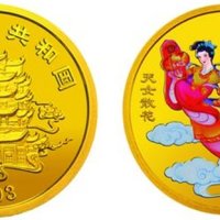 中国民间神话故事3组1/2盎司彩色金币（天女散花）