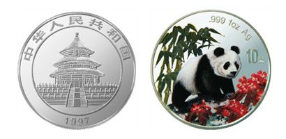 1997版熊貓彩色銀幣1盎司10元收藏價值竟然那么高