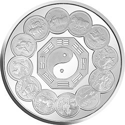 中国生肖纪念币发行12周年纪念银币