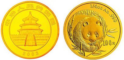 1/4盎司熊猫金币2003年版