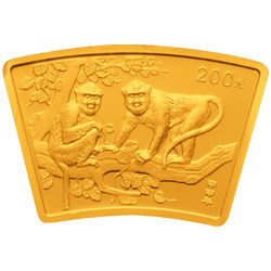 中国甲申猴年1/2盎司扇形纪念金币