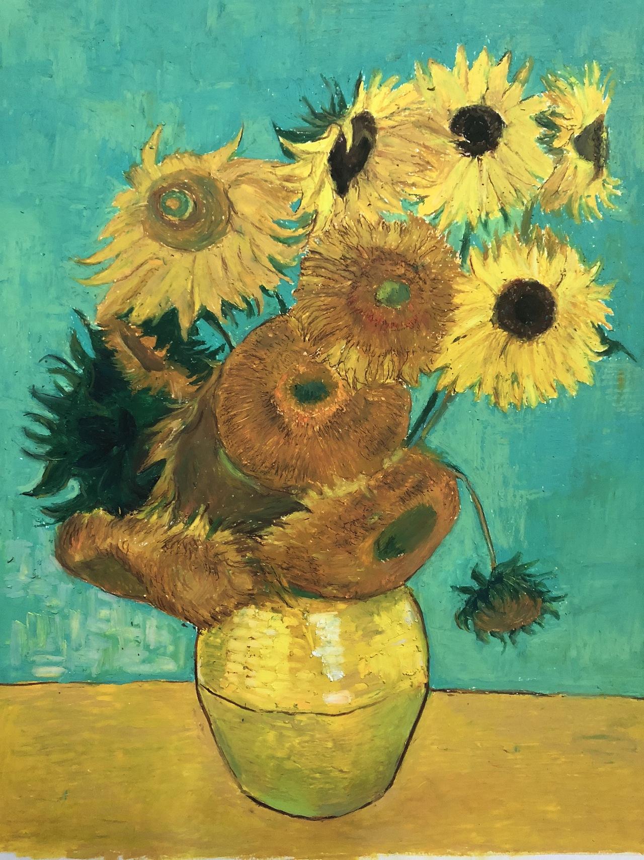 梵高油画向日葵高清图片,梵高油画向日葵作品欣赏